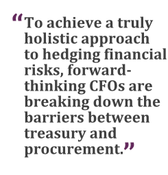 "To achieve a truly holistic approach to hedging financial risks, forward-thinking CFOs are breaking down the barriers between treasury and procurement."