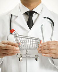 doctor with shopping cart